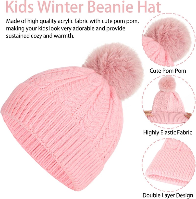 Chinyuti Kids Winter Beanie Hat Scarf Gloves Set, Toddler Winter Cap Knit Neck Warmer Gaiter Mittens for Children 2-8 - Image 2